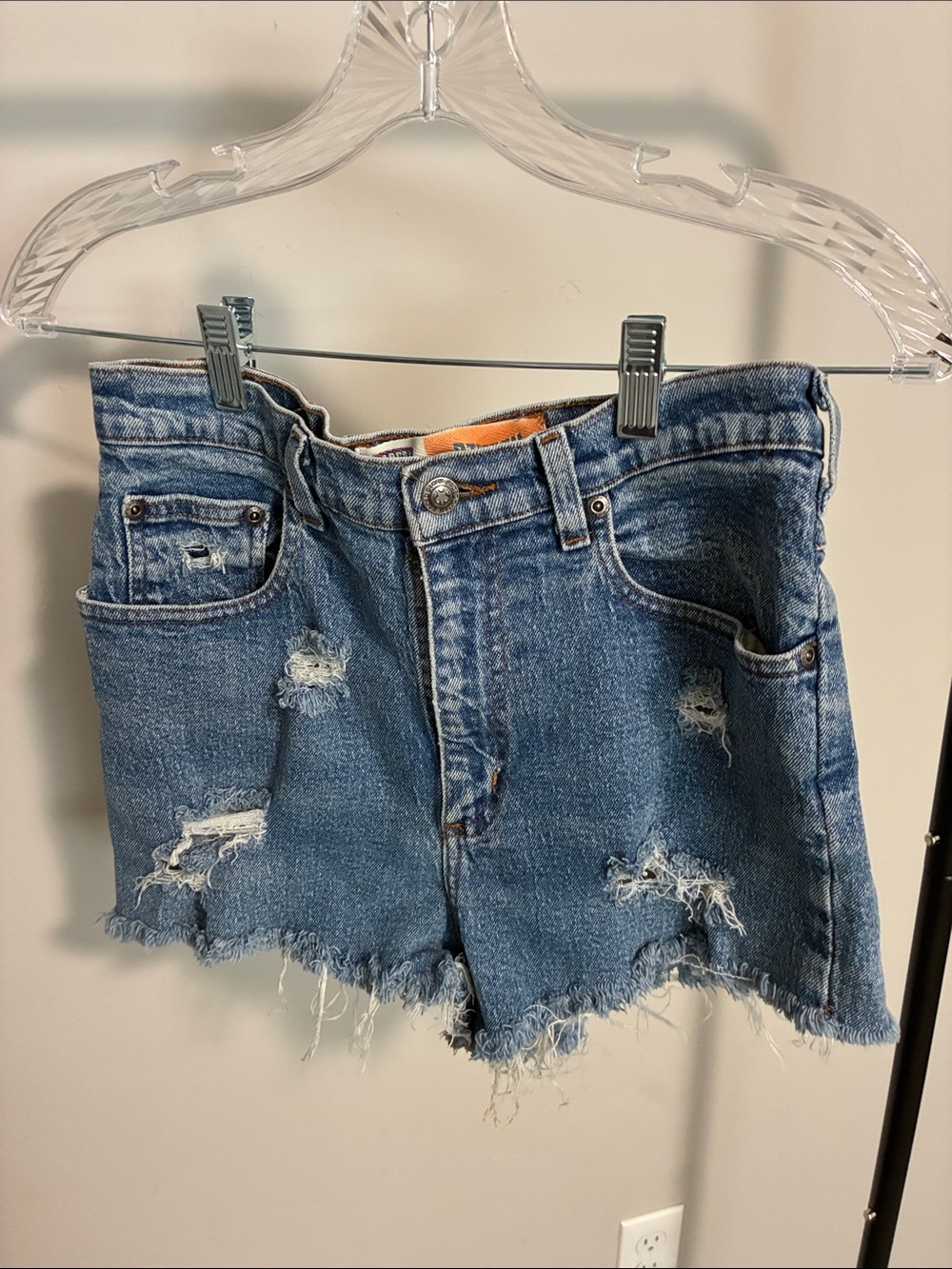 Faded Glory Distressed Cutoff Denim Shorts - Medium Blue